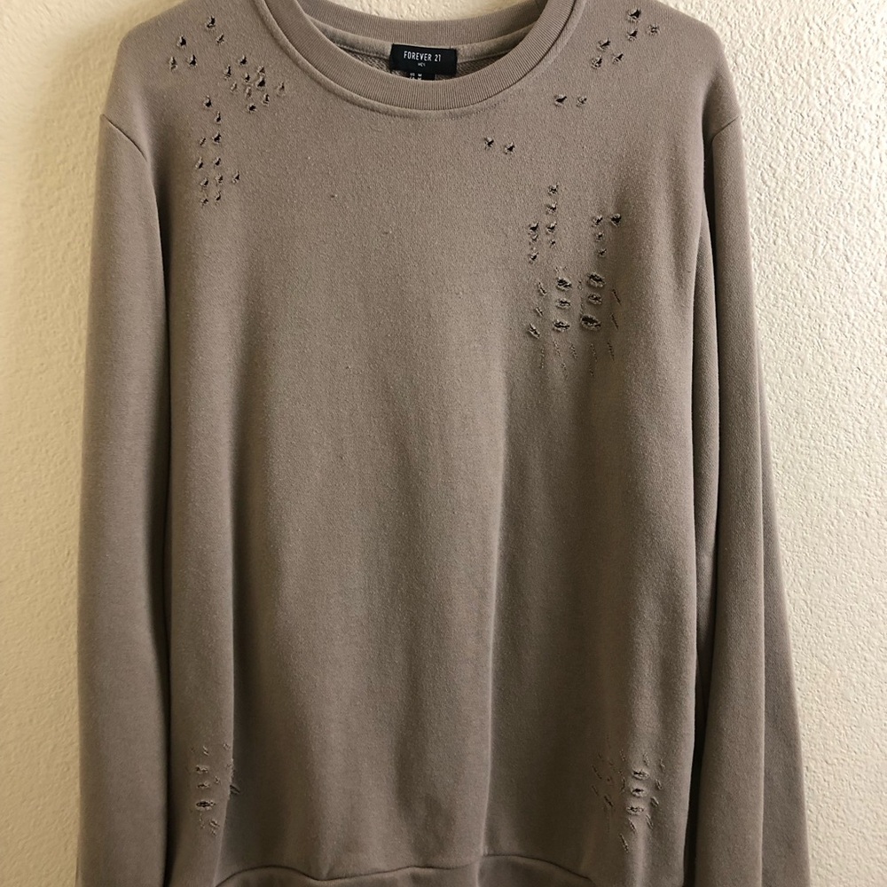 Forever 21 Men's Distressed Tan Sweater